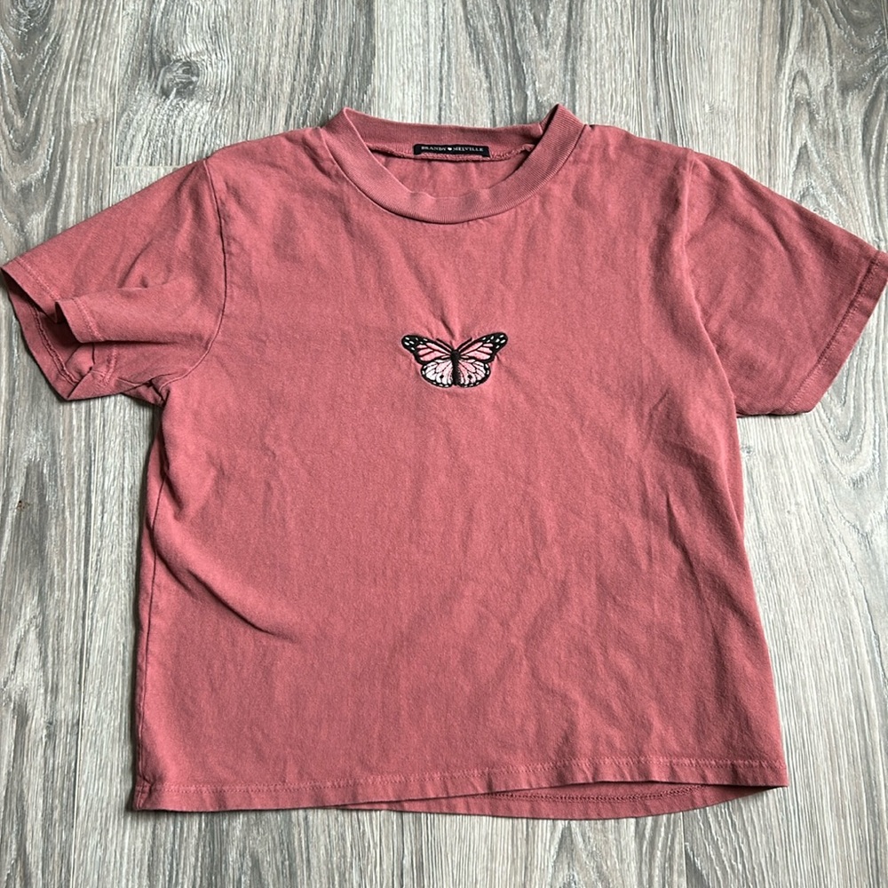 Pink Brandy Melville Butterfly Crop Top NWOT
